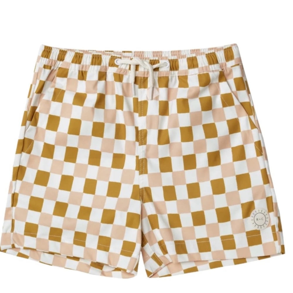 Rylee + Cru Boys (12-18mos) Retro Checkered Swim Trunks